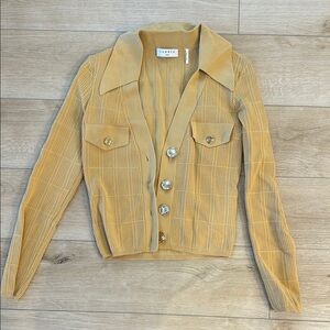 Sandro Tan Corduroy Blazer Fitted Cropped